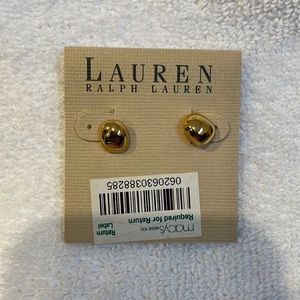 NWT Ralph Lauren gold colored button earrings